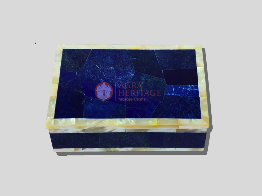 Marble Lapis Stone Jewelry Keepsake Box